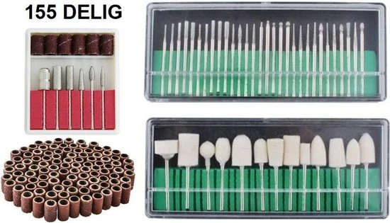 Koopcity Nagelfrees Bitjes En Schuurrolletjes Set - Manicure En Pedicure - 155 Delig