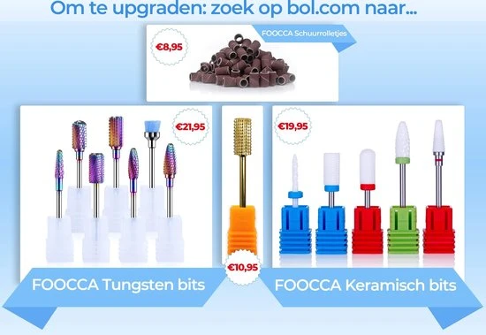 FOOCCA Nagelfrees - 11 Bitjes En 58 Schuurrolletjes - Elektrische Nagelvijl - Eelt Verwijderaar - Manicure Apparaat - Pedicure Set - Extra Lange Kabel 10 FOOCCA Nagelfrees - 11 Bitjes En 58 Schuurrolletjes - Elektrische Nagelvijl - Eelt Verwijderaar - Manicure Apparaat - Pedicure Set - Extra Lange Kabel - Image 8