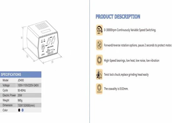 Mega Beauty Shop? Nagelfrees JD400 Elektrische Frees - Kunstnagels - Image 5
