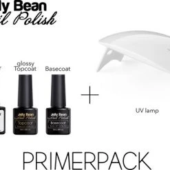 Jelly Bean Nail Polish Primerpack 6W - Primer - Base Coat - Top Coat + Premium UV Nagellamp 6W