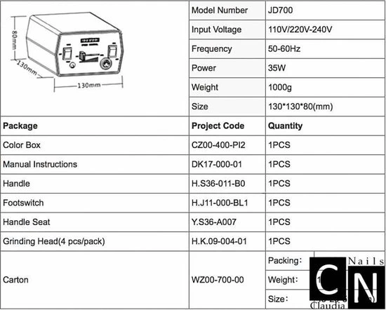 Mega Beauty Shop? Nagelfrees JD700 Elektrische Frees - Kunstnagels - Image 7