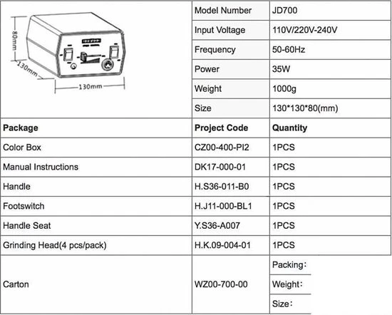 Mega Beauty Shop® Nagelfrees JD700 Elektrische Frees - Kunstnagels - Image 11