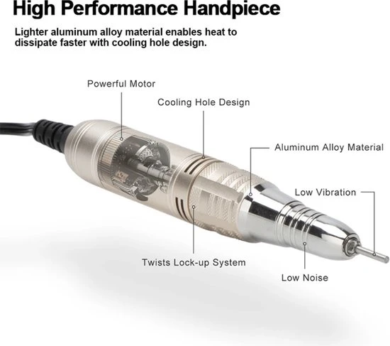 CACCIO? NAILS Victoria Nails Pro 2021 Goud/Roze Premium Electrische Nagelfrees - 35000RPM - Inclusief 4 Bitjes - Manicure /Pedicure Voeten En Handen - Electrische Nagelvijl - Acrylnagels - Gelnagels - Nepnagels - Professioneel - Image 2