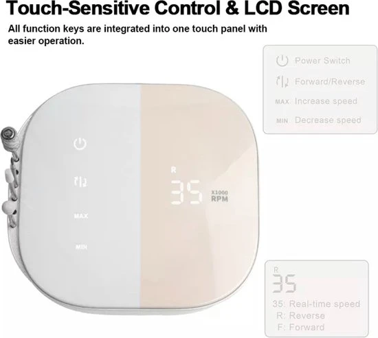 CACCIO? NAILS Victoria Nails Pro 2021 Goud/Roze Premium Electrische Nagelfrees - 35000RPM - Inclusief 4 Bitjes - Manicure /Pedicure Voeten En Handen - Electrische Nagelvijl - Acrylnagels - Gelnagels - Nepnagels - Professioneel - Image 9