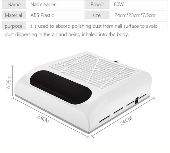 Victoria Nails Pro Nagelstofafzuiger - Afstofzuiger - Nail Dust Collector - Stofzuiger Voor Nail Salon - Nagels - Acrylnagels - Nepnagels - Gelnagels - Electrische Nagelstofzuiger - Tafelafzuiging. - Goud Kleur Met Filter - 80Watt - Manicure/Pedicure Handen En Voeten - Image 7