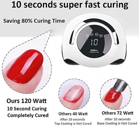 Merkloos Professionele Nagellamp LED-UV 120 Watt | Ingebouwde Timer-Gellak-Gelnagels-Salon-Nageldroger-Krachtig-Manicure | Gel Nagel Droger - 120W De Sterkste Nagellamp Op De Markt Geschikt Voor Elke Nagel, Sneller Droger Voor Gel Polish Nails - Image 10