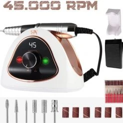 CACCIO? NAILS CACCIO? 2022 Nagelfrees M15 - NIEUW 45000 RPM Electrische Nagelvijl - Acrylnagels-Gelnagels-Manicure En Pedicure Handen En Voeten-Nagels-Nail Drill Machine-Inclusief 6 Bitjes-Rosegoud/wit-6 Schuurrolletjes-Nagelboormachine-Tafel Manicure En Pedicure