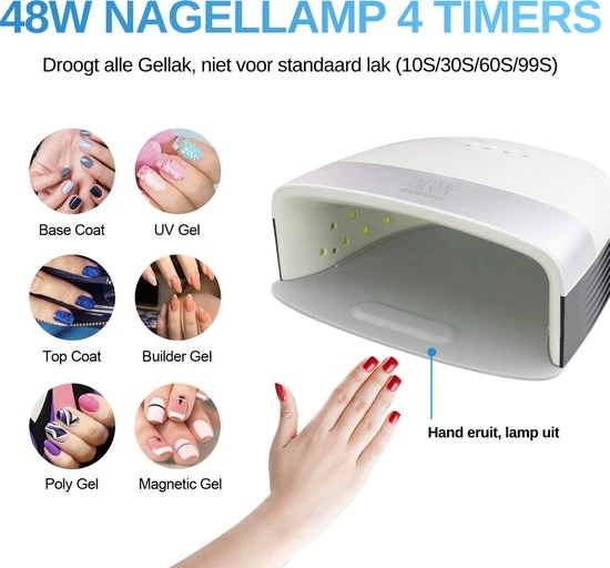 Love Crazy LoveCrazy 48W LED Nageldroger Voor Gelnagels - UV Lamp - Gellak Lamp - Wit - Image 3