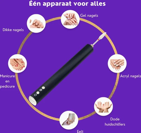 V&M Beauty- Nagelfrees - Elektrische Nagelvijl - Draadloos - Accu- Inclusief Opzetstukjes En Schuurrolletjes- Ros?goud - Image 2