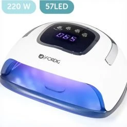 ForDig 220W Professionele Nageldroger Voor Gel Nagels - Nagellak Droger Met UV LED Lamp En Timer Voor Gelnagels - Nageldrogerlamp Met 57 LED Lampjes Voor Nagel Gellak - Geschikt Voor Manicure En Pedicure - Nagellakdroger Hard Gelpolish Builder