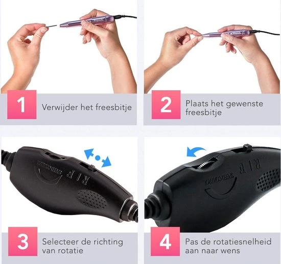 LifeGoods Elektrische Nagelfrees - 11 Nagelvijl Bitjes En 56 Schuurrolletjes - Manicure / Pedicure - Image 3