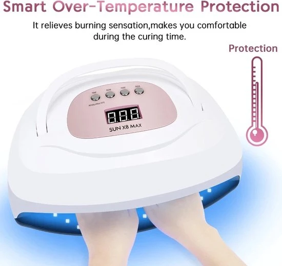 Nageldroger - SUN X8 Max - UV LED Lamp Nagels - 57 LED - Nagel - UV - LED Lamp - Nagellamp - Nail Dryer - Nagels - Salon - Professioneel - 2 Handen - 180 Watt - Model 2021