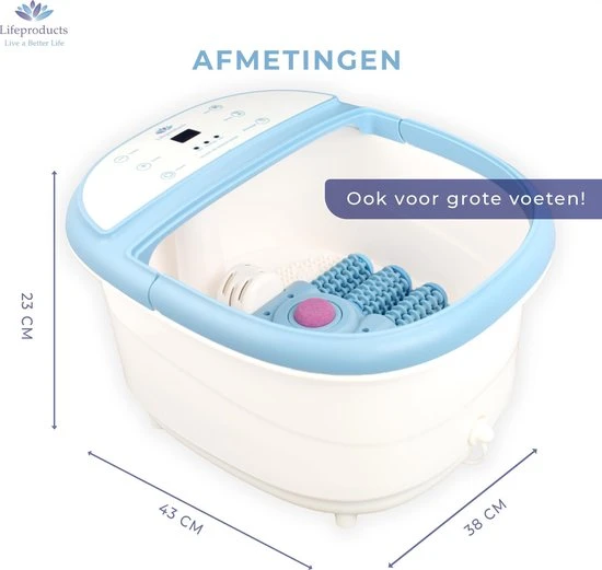 Lifeproducts Elektrisch Massage Voetenbad Met Eeltverwijderaar - Instelbare Warmte Tot 48?C - Bubbelstraal - Reinigend Infrarood Licht - Automatische Voetmassage - Voetbad Met Massage - 9 Liter - Image 11