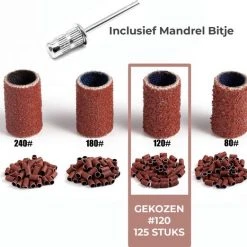 FOOCCA Nagelfrees Schuurrolletjes - #120 Grit - 120 Grofheid - Grof - 125 Stuks