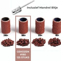 FOOCCA Nagelfrees Schuurrolletjes - #180 Grit - 180 Grofheid - Medium - 125 Stuks