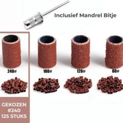 FOOCCA Nagelfrees Schuurrolletjes - #240 Grit - 240 Grofheid - Fijn - 125 Stuks