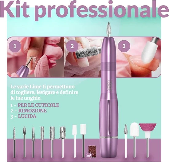 ByPi Elektrische Nagelvijl - Manicure Set - Pedicure Set - Pedicure Apparaat - Gel Nagels - Acryl Nagels - Nagelvijlen - Nagelfrees - Elektrische Vijlen - Roze - Image 7
