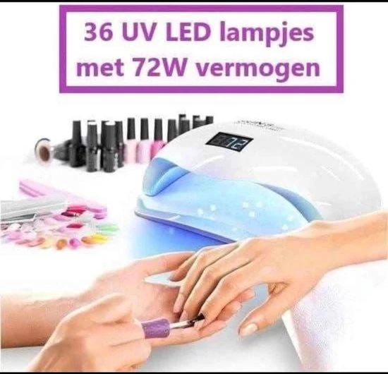 Merkloos Beautylushh Nageldroger - Nageldroger - 72 Watt UV LED Lamp Nagels - 36LED - Nagel - UV- LED Lamp - Wit - Nagellamp - Nail Dryer - Nagels - Salon - Lamp - 2 Handen Tegelijkertijd - - Image 4