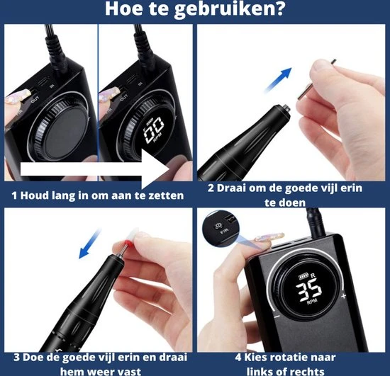 Currero Pedicureset Electrisch - Elektrische Nagelvijl - Pedicureset Professioneel - Nagelfrees - Nagelfrees Elektrische - Voeten - Handen - Image 5