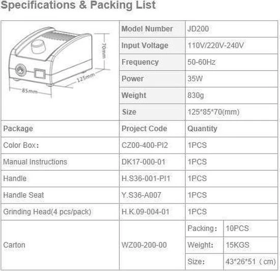 Mega Beauty Shop® Nagelfrees JD200 Elektrische Frees - Kunstnagels - Image 8