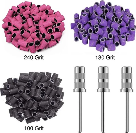 Merkloos Schuurrolletjes Nagelfrees - 100/180/240 Grit - 300 Stuks - Schuurrolletjes - Schuurrollen - Schuurrolletjes 100 - Schuurrolletjes 180 Grit - Schuurrolletjes 240 Grit - Schuurhulzen - Mandrel Bitjes - Sanding Bands Nagels - Sanding Bands Nails
