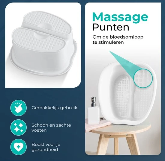 BUDDLEY? Voetenbaden Voor Voetenbad Producten Pedicure Zwembad Voetbad Geschikt Voor Voetenbadzout En Voetenbadproducten Voetbadje Als Teil Kunststof Voetenbad Ontspan Je Voeten Wit - Image 3