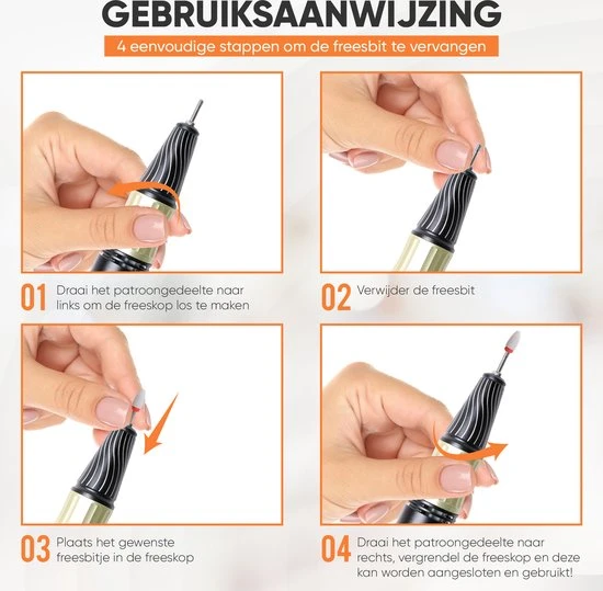 Naera E105 Nagelfrees 35000 RPM - Elektrische Nagelvijl - Manicure En Pedicure - Zwart - Image 6