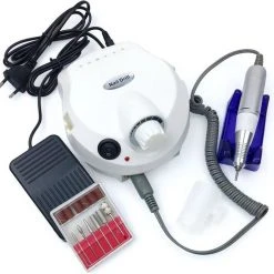 Guardian Beauty Professionele Digitale Nagelfrees Machine Set Wit - Voor Manicure & Pedicure Motor - 35.000 RPM - Gelnagels - Acrylnagels - Kunstnagels - Pedicureset - Nagels - Vijlen - Nagel Frees Elektrische Vijl Met Bitjes - Polijsten - Polijst