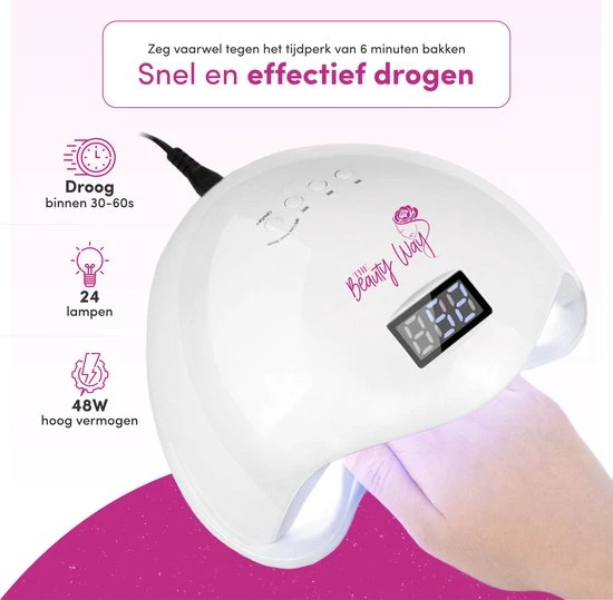 TheBeautyWay Nageldroger - Voor Gelnagels - Geschikt Voor Elke Nagel Gellak - 24 LEDs - Image 2