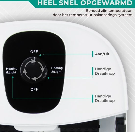 Niceey Massage Voetenbad ? Elektrisch Voetbad ? 10 Massage Rollers ? Infrarood Voetmassage - 12L - Wit - Image 3