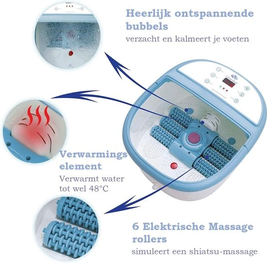 Lifeproducts Elektrisch Massage Voetenbad Met Eeltverwijderaar - Instelbare Warmte Tot 48?C - Bubbelstraal - Reinigend Infrarood Licht - Automatische Voetmassage - Voetbad Met Massage - 9 Liter - Image 5