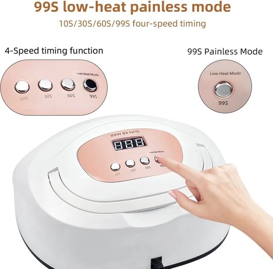 Nageldroger - SUN X8 Max - UV LED Lamp Nagels - 57 LED - Nagel - UV - LED Lamp - Nagellamp - Nail Dryer - Nagels - Salon - Professioneel - 2 Handen - 180 Watt - Model 2021 - Image 8