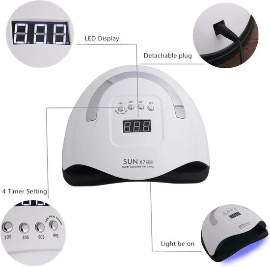 SUN UV Professionele 180W LED Nageldroger Lamp - Gel Nagel Droger - 180W De Sterkste Nagellamp Op De Markt - Geschikt Voor Elke Nagel, Sneller Droger Voor Gel Polish Nail Apparatuur Automatische Sensor Nail Art Gereedschap Voor Vingernagel En Teennagel - Image 5
