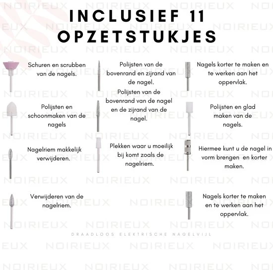 NOIRIEUX? - Elektrische Nagelvijl - 11 Nagelfrees Bitjes - Nagelfrees - DRAADLOOS - Nagelvijl - Nagelvijl Electrisch - Manicure / Pedicure 11 NOIRIEUX? - Elektrische Nagelvijl - 11 Nagelfrees Bitjes - Nagelfrees - DRAADLOOS - Nagelvijl - Nagelvijl Electrisch - Manicure / Pedicure - Image 9