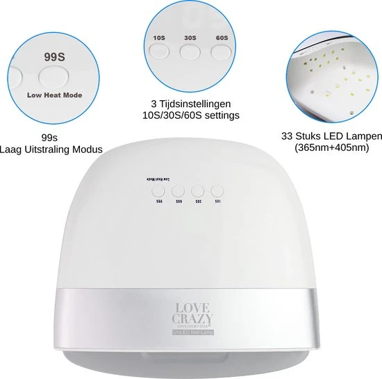 Love Crazy LoveCrazy 48W LED Nageldroger Voor Gelnagels - UV Lamp - Gellak Lamp - Wit - Image 8