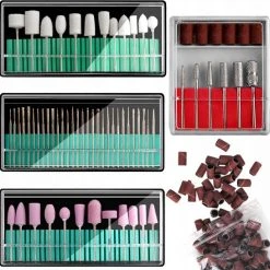 AA Commerce XXL 160-Delige Accessoires Set Voor Elektrische Freesmachine - Met Nagelfrees Schuurrolletjes Bitjes Frees - Manicure/Pedicure Nagel Frees Diamant Frezenset - Keramische Freesbitje Freesjes Fijn/Grof - Mandrel Slijpsteentjes - Schuurrol Set