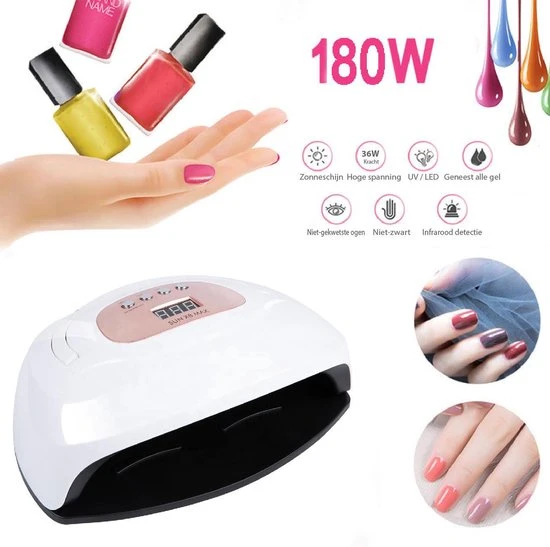 Nageldroger - SUN X8 Max - UV LED Lamp Nagels - 57 LED - Nagel - UV - LED Lamp - Nagellamp - Nail Dryer - Nagels - Salon - Professioneel - 2 Handen - 180 Watt - Model 2021 - Image 12