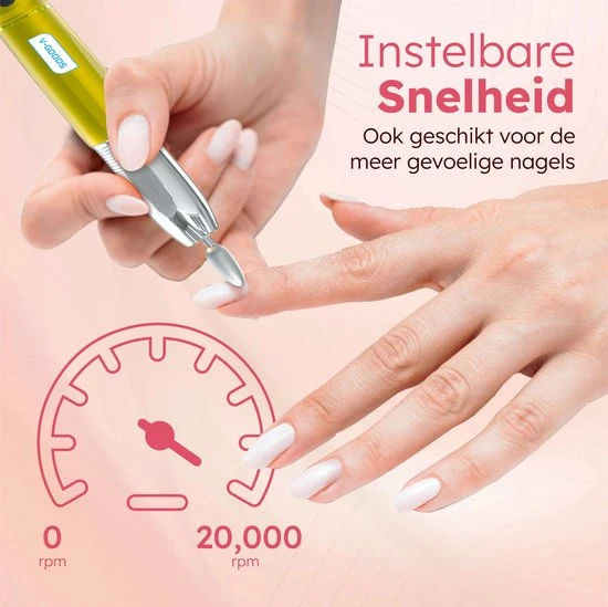 V-Goods Professionele Elektrische Nagelvijl - 11 Bitjes - Draadloos - Nagelfrees - Eelt Verwijderaar - Manicure / Pedicure - Image 3