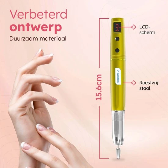 V-Goods Professionele Elektrische Nagelvijl - 11 Bitjes - Draadloos - Nagelfrees - Eelt Verwijderaar - Manicure / Pedicure - Image 7