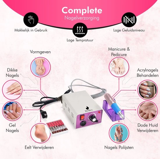 Naera R102 Retro Nagelfrees - Elektrische Nagelvijl - Manicure- En Pedicure Set - Voor Gel/Acryl/Kunst Nagels - Incl. 56 Schuurrolletjes - Image 3