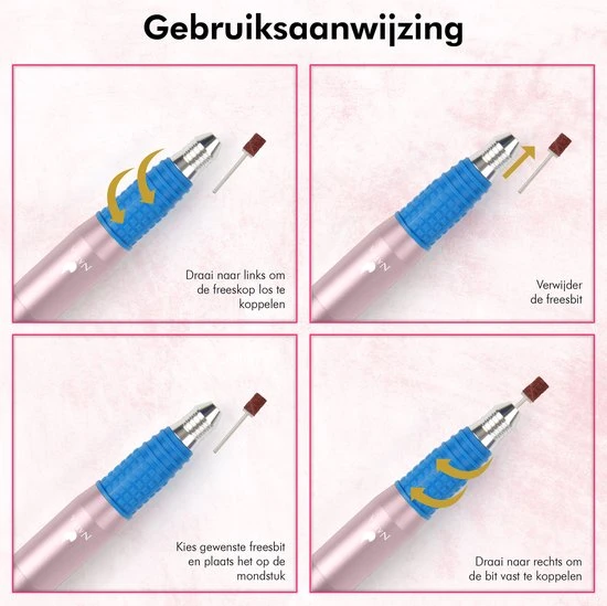 Naera R102 Retro Nagelfrees - Elektrische Nagelvijl - Manicure- En Pedicure Set - Voor Gel/Acryl/Kunst Nagels - Incl. 56 Schuurrolletjes - Image 6