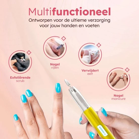 V-Goods Professionele Elektrische Nagelvijl - 11 Bitjes - Draadloos - Nagelfrees - Eelt Verwijderaar - Manicure / Pedicure - Image 2