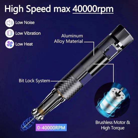 CACCIO? NAILS CACCIO?-40.000 RPM NAIL MASTER-2022 Grijs Nagelfrees-Draadloze-Oplaadbare-Power Bank-2022 Geupgraded Nagelfrees-Pedicure En Manicure-Nieuwe Technologie-Aluminimum Nagelfrees-Gellak Nagels-Acryl Nagels-Nagelstudio-Nagels-Professioneel 5 CACCIO? NAILS CACCIO?-40.000 RPM NAIL MASTER-2022 Grijs Nagelfrees-Draadloze-Oplaadbare-Power Bank-2022 Geupgraded Nagelfrees-Pedicure En Manicure-Nieuwe Technologie-Aluminimum Nagelfrees-Gellak Nagels-Acryl Nagels-Nagelstudio-Nagels-Professioneel - Image 3