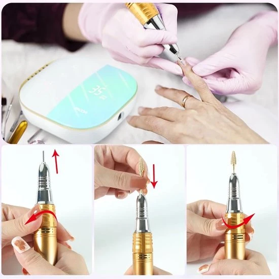 CACCIO? NAILS 2022 Premium Draadloze - Oplaadbare Nagelfrees - Gradient Green - 35000 RPM - Inclusief 4 Bitjes - 2022 Nieuw Model - Draagbaar - Professioneel - Image 11