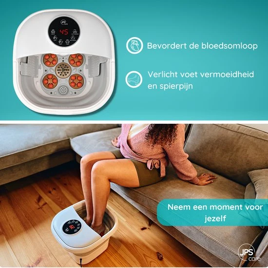 JPS Care? Voetenbad Met Elektrische Massage - Automatische Voetmassage - Instelbare Warmte Tot 47?C - Inklapbaar Met Draaghendel - Image 3