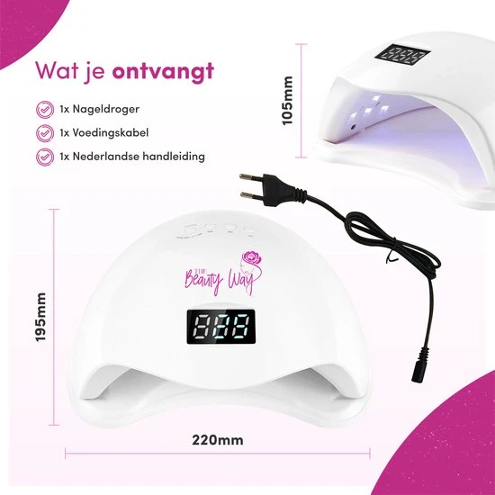 TheBeautyWay Nageldroger - Voor Gelnagels - Geschikt Voor Elke Nagel Gellak - 24 LEDs - Image 8