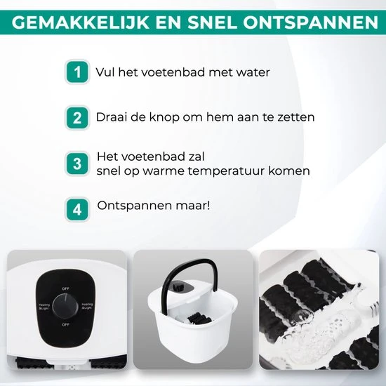 Niceey Massage Voetenbad ? Elektrisch Voetbad ? 10 Massage Rollers ? Infrarood Voetmassage - 12L - Wit - Image 5