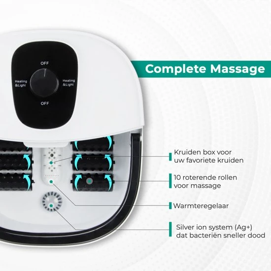 Niceey Massage Voetenbad ? Elektrisch Voetbad ? 10 Massage Rollers ? Infrarood Voetmassage - 12L - Wit - Image 8