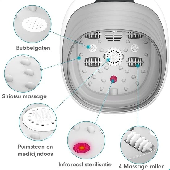 RECURES Voetenbad - Voetmassage Apparaat - Opvouwbaar Bad - Voetbad - Voetenbadje - Voetenbad Met Massage - Black Friday 2022 - Image 5