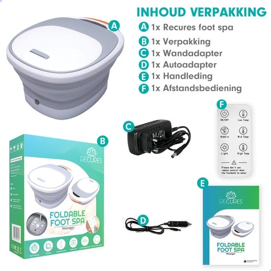 RECURES Voetenbad - Voetmassage Apparaat - Opvouwbaar Bad - Voetbad - Voetenbadje - Voetenbad Met Massage - Black Friday 2022 - Image 11